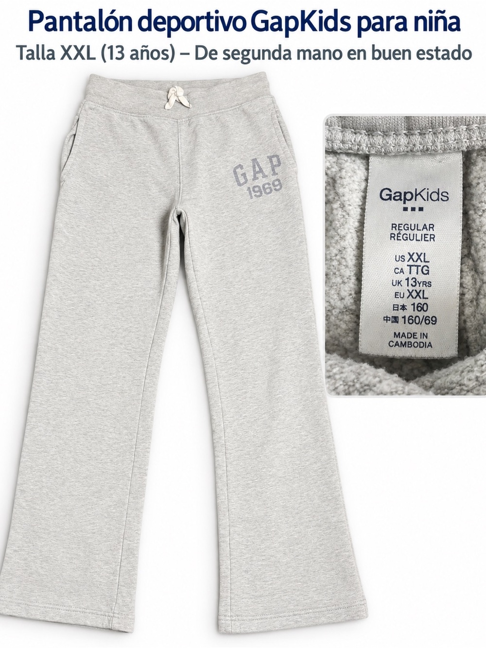 GAP Light Gray Girls' Sweatpants with Drawstring